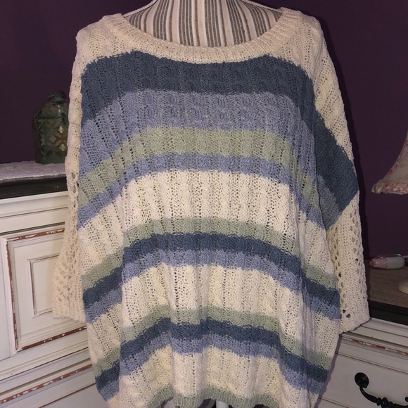 POL Oversized Stripe Crochet Bell Sleeve Sweater - Picture 3 of 10